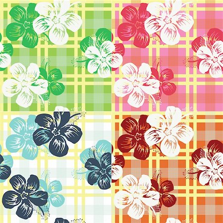 Seamless Check Flower Tropical Pattern Stock Photo - Budget Royalty-Free & Subscription, Code: 400-05141300