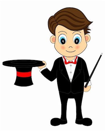Ilustration of a Cute Cartoon Magician With Hat and Wand Stock Photo - Budget Royalty-Free & Subscription, Code: 400-05141421