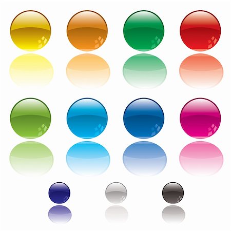 simsearch:400-04177289,k - Collection of colorful circular web icons with reflection in white surface Stock Photo - Budget Royalty-Free & Subscription, Code: 400-05141646