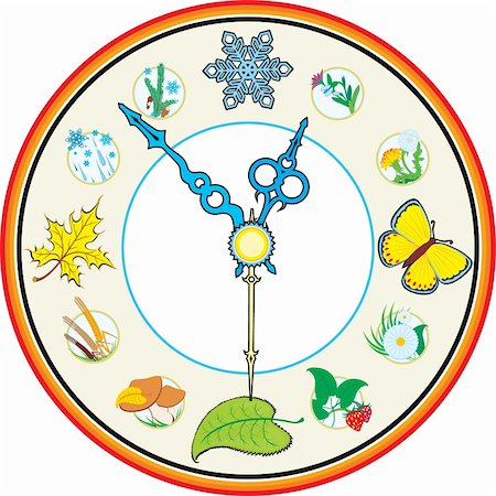 clock four season Photographie de stock - Aubaine LD & Abonnement, Code: 400-05141685