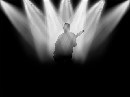 simsearch:400-05196498,k - Black silhouette of the musician which plays on a scene Stockbilder - Microstock & Abonnement, Bildnummer: 400-05141720