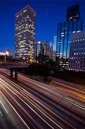 Traffic through downtown Los Angeles at sunset Stock Photo - Budget Royalty-Free & Subscription, Code: 400-05141891
