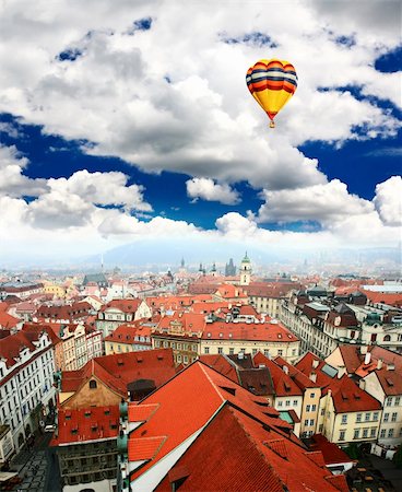 red town hall - aerial view of Old Town Square neighborhood in Prague from the top of the town hall Stock Photo - Budget Royalty-Free & Subscription, Code: 400-05142063