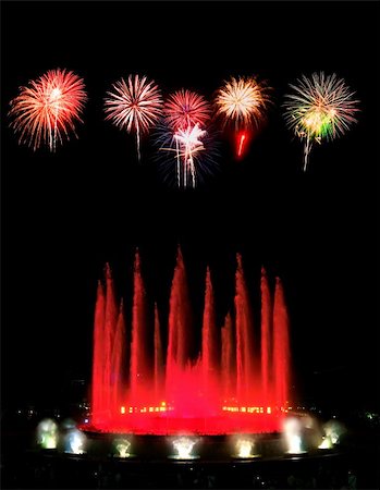 Montjuic (magic) fountain in Barcelona at night Stock Photo - Budget Royalty-Free & Subscription, Code: 400-05142189