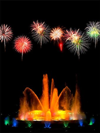 Montjuic (magic) fountain in Barcelona at night Stock Photo - Budget Royalty-Free & Subscription, Code: 400-05142192