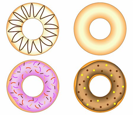 Four Doughnuts with colorful glazing Stock Photo - Budget Royalty-Free & Subscription, Code: 400-05142383