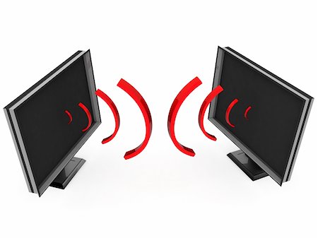 simsearch:400-04683563,k - transmission waves from 3d plasma televisions on a white background Fotografie stock - Microstock e Abbonamento, Codice: 400-05142471