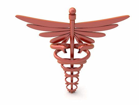 simsearch:400-05701895,k - front view of 3d caduceus  symbol with white background Stock Photo - Budget Royalty-Free & Subscription, Code: 400-05142483