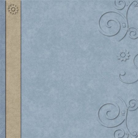 Blue and tan textured layered scrapbook paper with border and swirls Stockbilder - Microstock & Abonnement, Bildnummer: 400-05142887