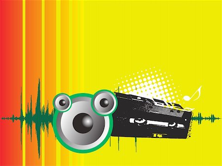 speaker and cassette vector wallpaper Stock Photo - Budget Royalty-Free & Subscription, Code: 400-05143097
