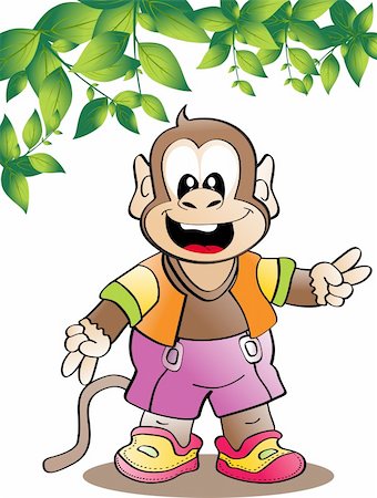 simsearch:400-07314532,k - cute little monkey with leaves illustration Stock Photo - Budget Royalty-Free & Subscription, Code: 400-05143093