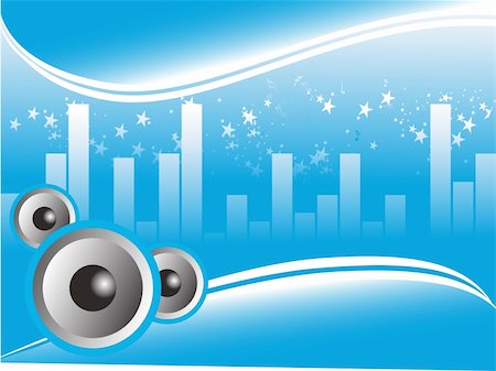 speaker with musical graph concept blue, vector wallpaper Stock Photo - Budget Royalty-Free & Subscription, Code: 400-05143101