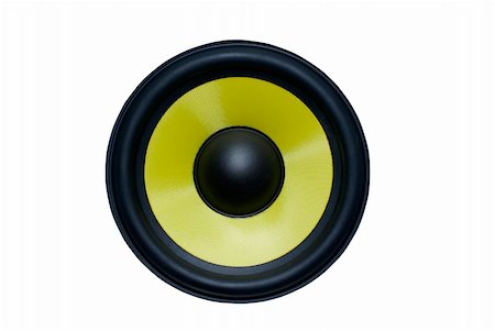 simsearch:400-05131379,k - Yellow audio speaker isolated on white background. Photographie de stock - Aubaine LD & Abonnement, Code: 400-05143115