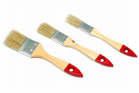 paint brushes bristle up - Three different brushes isolated on white background. Stock Photo - Budget Royalty-Free & Subscription, Code: 400-05143135