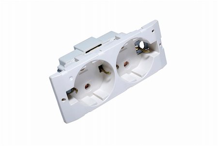 simsearch:400-06093210,k - Receptacle with double grounded connectors isolated on white background. Stock Photo - Budget Royalty-Free & Subscription, Code: 400-05143131
