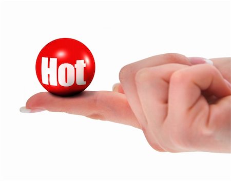 female hand holding red hot 3D ball, shallow DOF Fotografie stock - Microstock e Abbonamento, Codice: 400-05143143