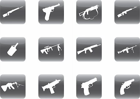 simsearch:400-06332385,k - Guns. Set of 12 round vector buttons for web Fotografie stock - Microstock e Abbonamento, Codice: 400-05143416