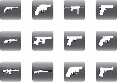 simsearch:400-06332385,k - Guns. Set of 12 round vector buttons for web Fotografie stock - Microstock e Abbonamento, Codice: 400-05143417
