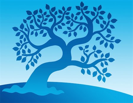 simsearch:400-05885717,k - Blue leafy tree - color illustration. Stock Photo - Budget Royalty-Free & Subscription, Code: 400-05143444