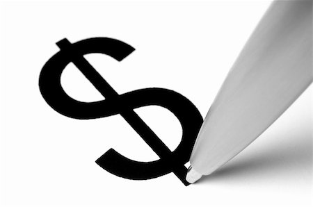 simsearch:400-04717440,k - Dollar sign with tip of pen, on white. Stock Photo - Budget Royalty-Free & Subscription, Code: 400-05143701