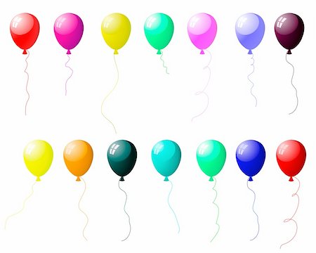 Beautiful colour balloons set with spot of light. Vector illustration. Stock Photo - Budget Royalty-Free & Subscription, Code: 400-05154078