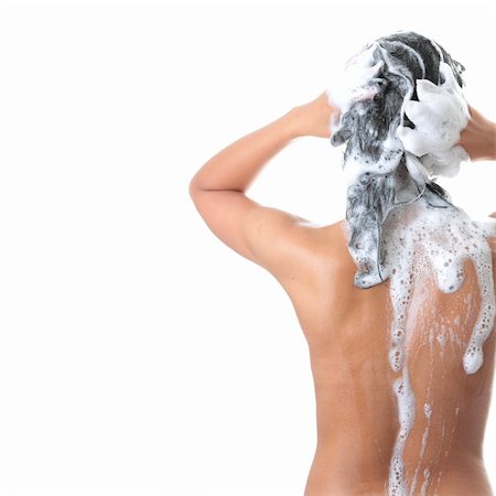 simsearch:6109-06195739,k - Young woman in shower washing her hairs isolated on white background Foto de stock - Super Valor sin royalties y Suscripción, Código: 400-05154071