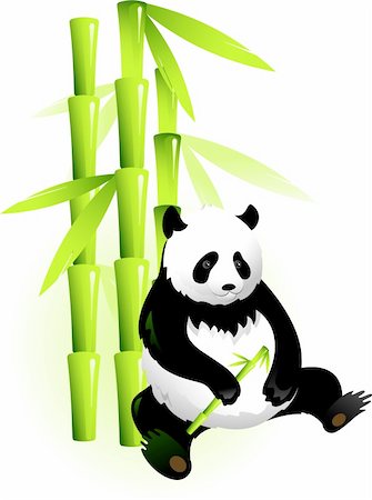 pandas sitting on grass - Vectors panda and bamboo. Isolated on white. EPS 8, AI Stock Photo - Budget Royalty-Free & Subscription, Code: 400-05154251