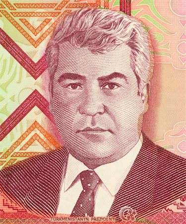 simsearch:400-06076732,k - Saparmurat Niyazov on 1000 Manat 2005 Banknote from Turkmenistan. President of Turkmenistan during 1990-2006. Stock Photo - Budget Royalty-Free & Subscription, Code: 400-05154562