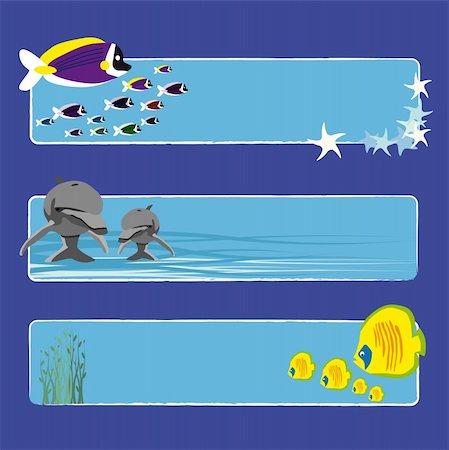 three tropical fish banners no text indicate sea world creatures Photographie de stock - Aubaine LD & Abonnement, Code: 400-05154576