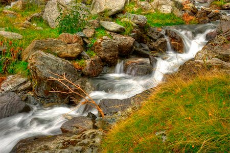 beautiful cascade in the morning light,  HDR. Long exposure time gives an "out of time" feeling. Stock Photo - Budget Royalty-Free & Subscription, Code: 400-05154861