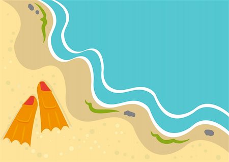 simsearch:400-04007432,k - Summer background with flippers on a beach. Vector illustration. Stock Photo - Budget Royalty-Free & Subscription, Code: 400-05154988