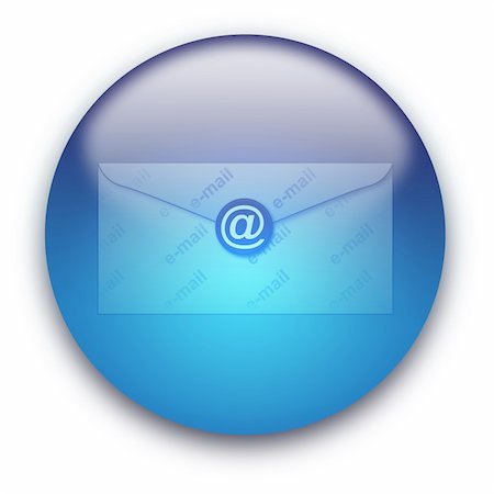 Glossy round email envelope button isolated over white background Fotografie stock - Microstock e Abbonamento, Codice: 400-05155043