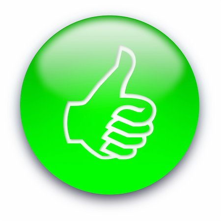 Green glossy button with a thumb turned up Stock Photo - Budget Royalty-Free & Subscription, Code: 400-05155089