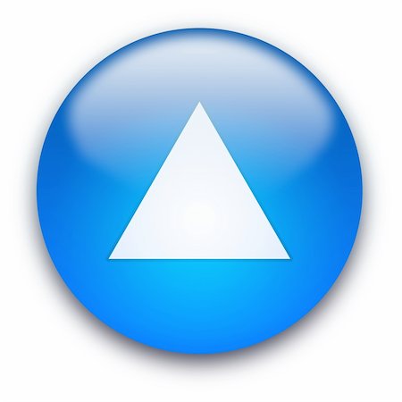 Blue glossy button with white triangle turned up isolated over white background Fotografie stock - Microstock e Abbonamento, Codice: 400-05155090