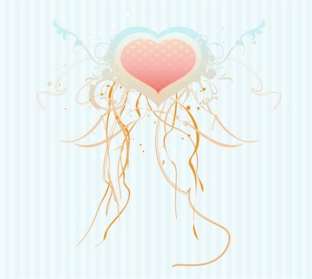 elegant swirl vector accents - Vector illustration of Valentines abstract background with heart shape and floral decoration elements Foto de stock - Super Valor sin royalties y Suscripción, Código: 400-05155286