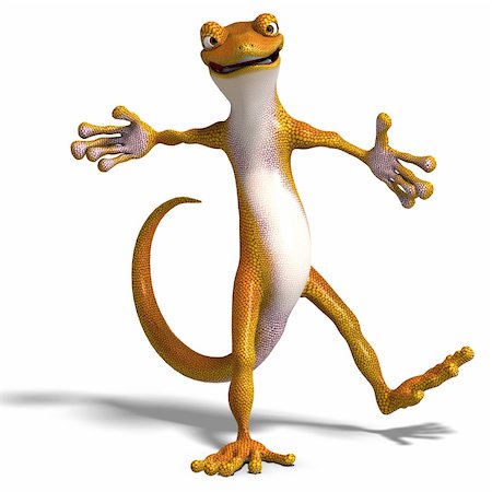 salamandra - funny toon gecko. 3D render with clipping path and shadow over white Foto de stock - Royalty-Free Super Valor e Assinatura, Número: 400-05155418