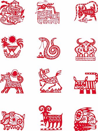 Chinese ancient zodiac animal year symbol Stock Photo - Budget Royalty-Free & Subscription, Code: 400-05155434