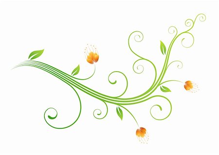 elegant swirl vector accents - Vector illustration of style Floral Background Stock Photo - Budget Royalty-Free & Subscription, Code: 400-05155504