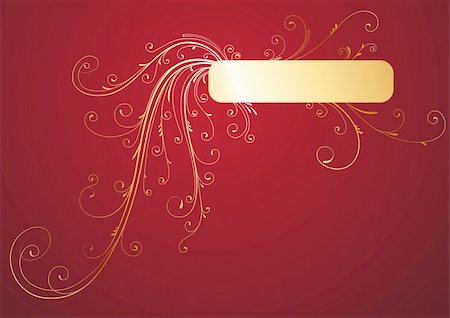 elegant swirl vector accents - Vector illustration of Golden Floral Decorative banner on red background Stock Photo - Budget Royalty-Free & Subscription, Code: 400-05155502