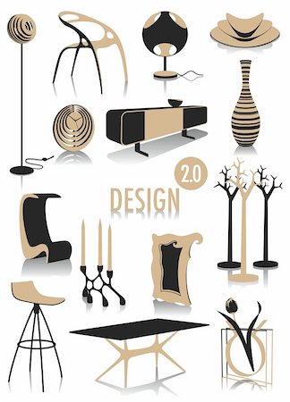 Release 2.0 of two-tone silhouettes of design objects, part of a collection of fashion and lifestyle objects Fotografie stock - Microstock e Abbonamento, Codice: 400-05155607