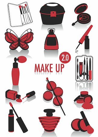 Release 2.0 of two-tone silhouettes of make-up accessories, part of a collection of fashion and lifestyle objects Fotografie stock - Microstock e Abbonamento, Codice: 400-05155620
