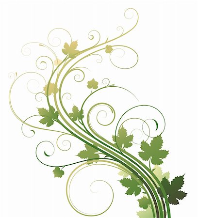 elegant swirl vector accents - Vector illustration of style Floral Background Stock Photo - Budget Royalty-Free & Subscription, Code: 400-05155799