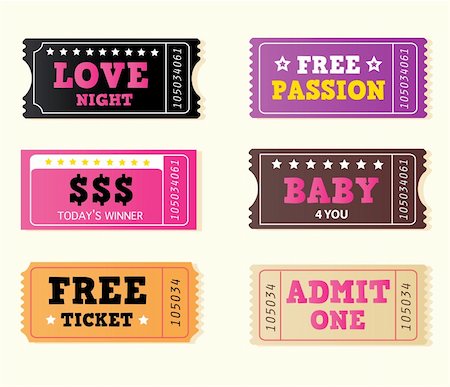 Join crazy night party with collection of stylish retro tickets. Vector Illustration. Photographie de stock - Aubaine LD & Abonnement, Code: 400-05155811