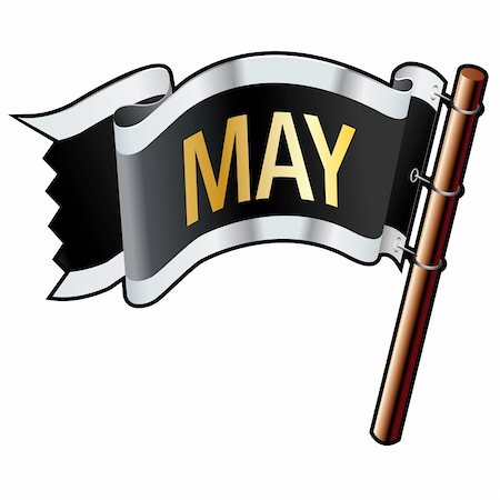 simsearch:400-04635024,k - May calendar month icon on black, silver, and gold vector flag good for use on websites, in print, or on promotional materials Photographie de stock - Aubaine LD & Abonnement, Code: 400-05156058
