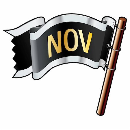 simsearch:400-04635024,k - November calendar month icon on black, silver, and gold vector flag good for use on websites, in print, or on promotional materials Photographie de stock - Aubaine LD & Abonnement, Code: 400-05156059