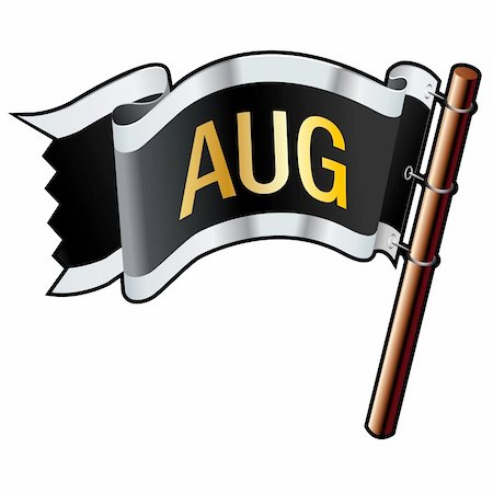 simsearch:400-04635024,k - August month calendar icon on black, silver, and gold vector flag good for use on websites, in print, or on promotional materials Photographie de stock - Aubaine LD & Abonnement, Code: 400-05156051