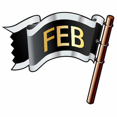simsearch:400-04635024,k - February calendar month icon on black, silver, and gold vector flag good for use on websites, in print, or on promotional materials Photographie de stock - Aubaine LD & Abonnement, Code: 400-05156053