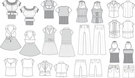 dress production sketch - fashion item outline drawing Stock Photo - Budget Royalty-Free & Subscription, Code: 400-05156109