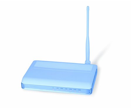 simsearch:400-06332402,k - Blue modern wireless gateway isolated with clipping path over white Foto de stock - Super Valor sin royalties y Suscripción, Código: 400-05156142