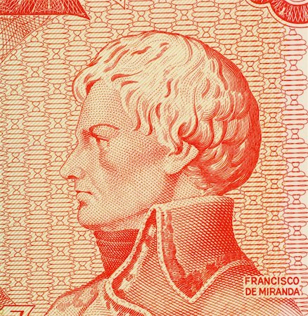 simsearch:400-05154564,k - Francisco de Miranda on 5 Bolivares 1989 Banknote from Venezuela. Revolutionary forerunner of Simon Bolivar. Foto de stock - Super Valor sin royalties y Suscripción, Código: 400-05156204